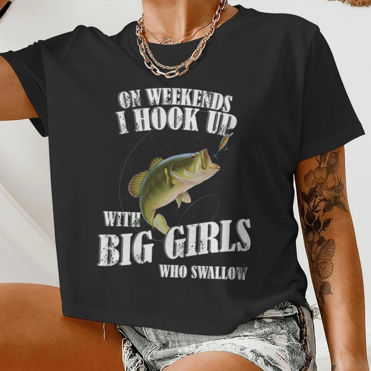 On Weekends I Hook Up With Big Girls Who Swallow Tshirt Women Cropped T-shirt