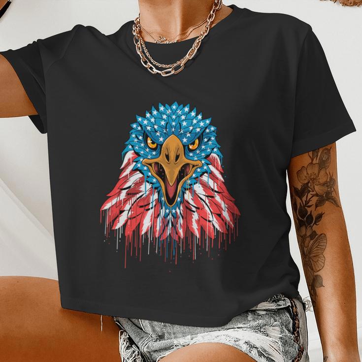 Patriotic Eagle Mullet Usa American Flag 4Th Of July Women Cropped T-shirt