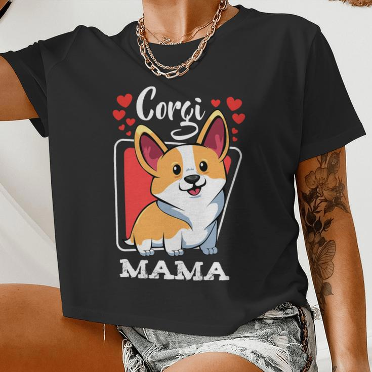 Pembroke Welsh Corgi Mama Puppy Dog Mom Pets Animals Lover Women Cropped T-shirt