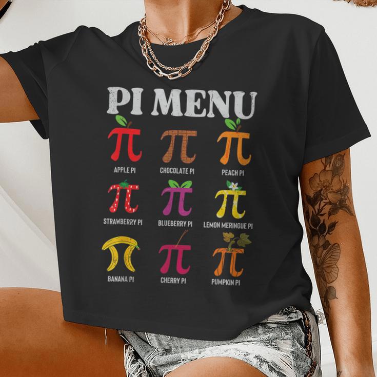 Pi Day Menu Math Lover Geek Pi Day 3 14 Science Teacher Women Cropped T-shirt