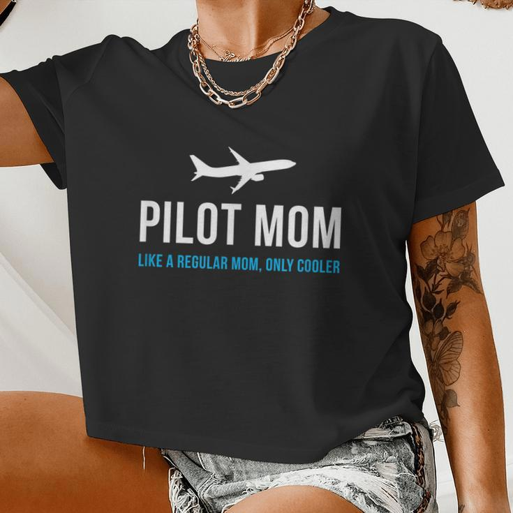 Pilot Mom Cute Airplane Aviation Women Cropped T-shirt