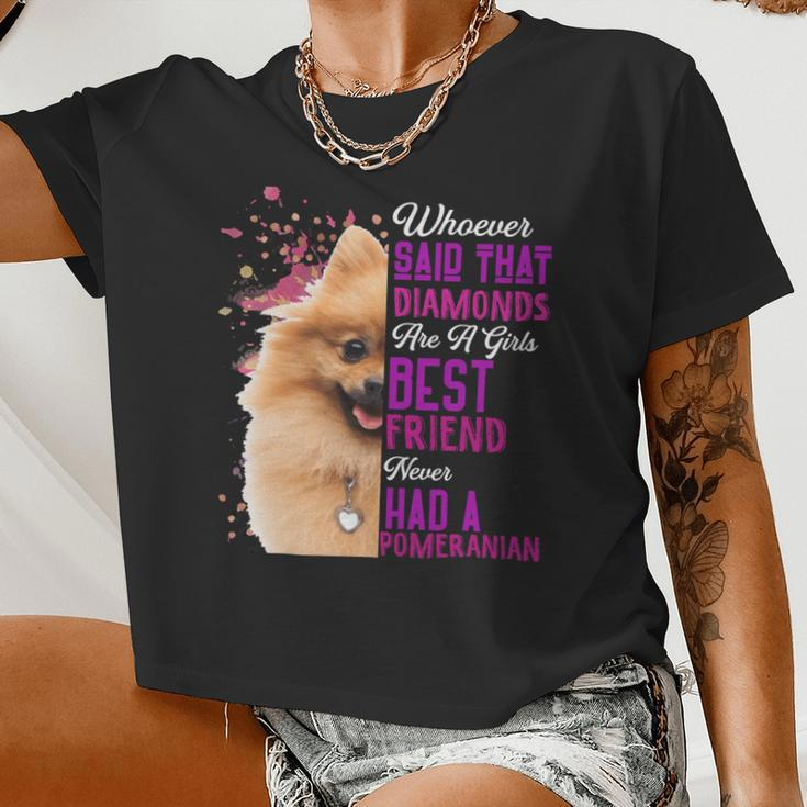Pomeranian Are A Girls Best Friend Dog Mother Mama Mom Women Cropped T-shirt