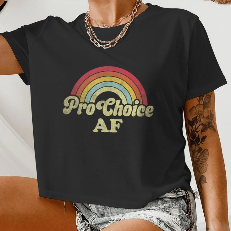 Pro Choice Af Pro Abortion Rainbow Feminist Retro Vintage Women Cropped T-shirt