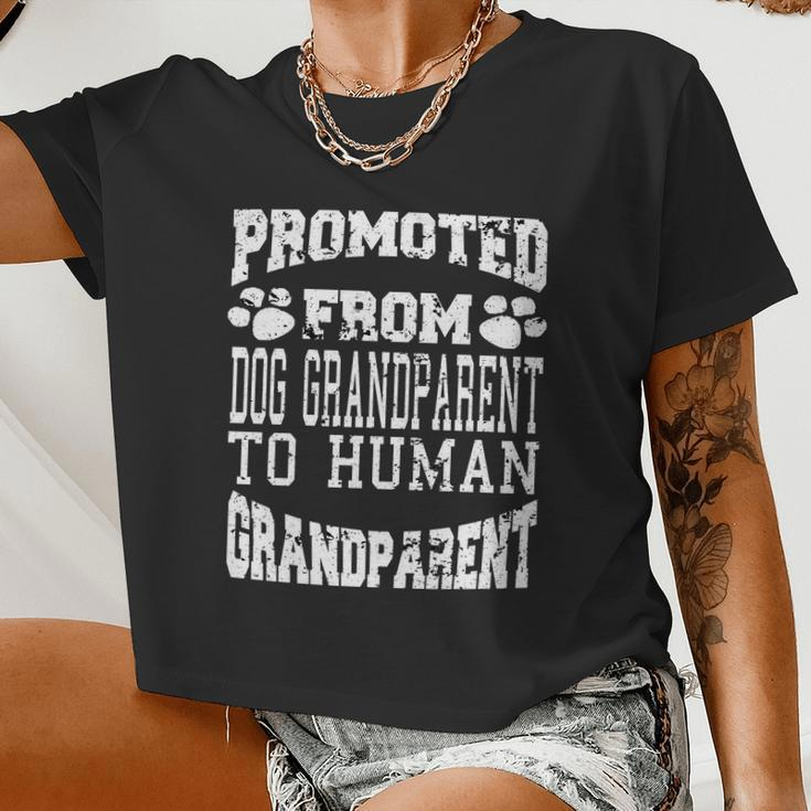 Promoted From Dog Grandparent To Human Grandparent Women Cropped T-shirt