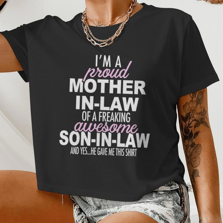 Proud Mother In Law Of Awesome Son In Law Women Cropped T-shirt