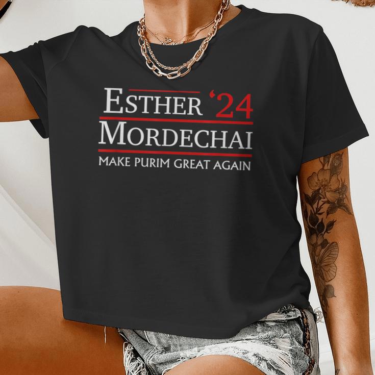 Purim Presidential Election Vote Queen Esther Mordechai 2024 Women Cropped T-shirt