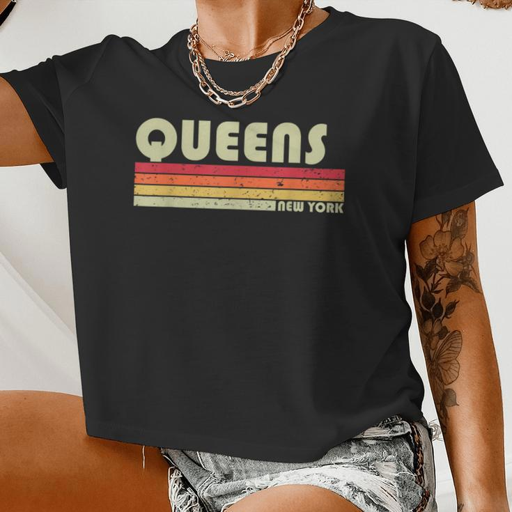 Queens Ny New York City Home Roots Retro 70S 80S Women Cropped T-shirt