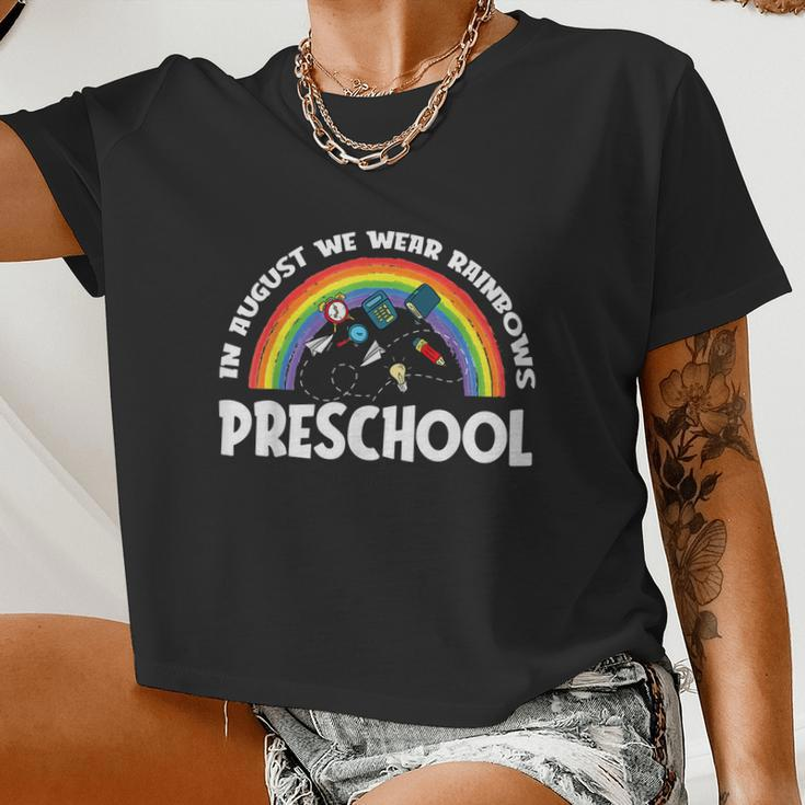 Rainbows Back To School Preschool Student Women Cropped T-shirt