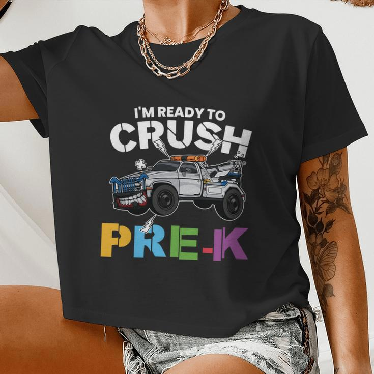 Ready To Crush Prek Truck Back To School Women Cropped T-shirt