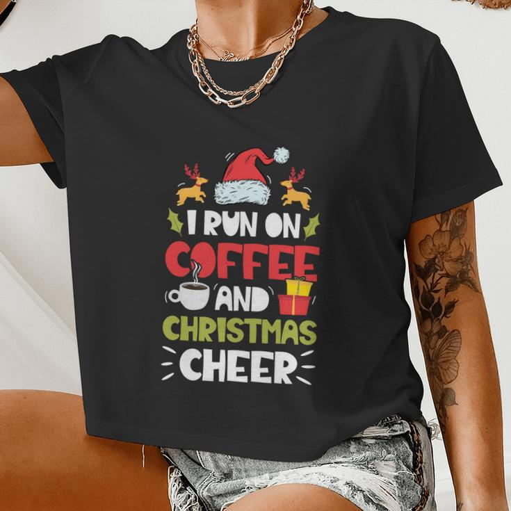 I Run On Coffee And Christmas Cheer Men Women Xmas Women Cropped T-shirt