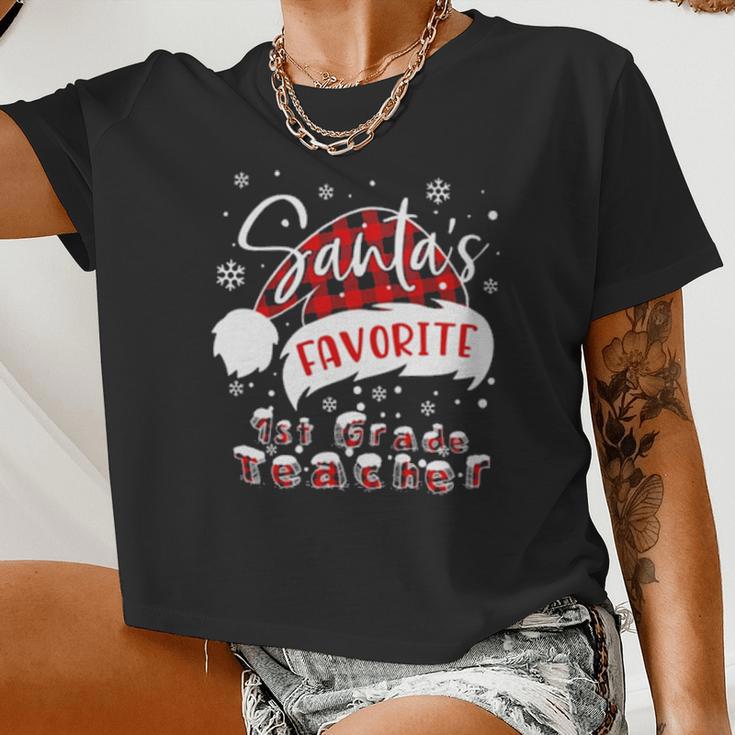 Santa's Favorite 1St Grade Teacher Women Cropped T-shirt