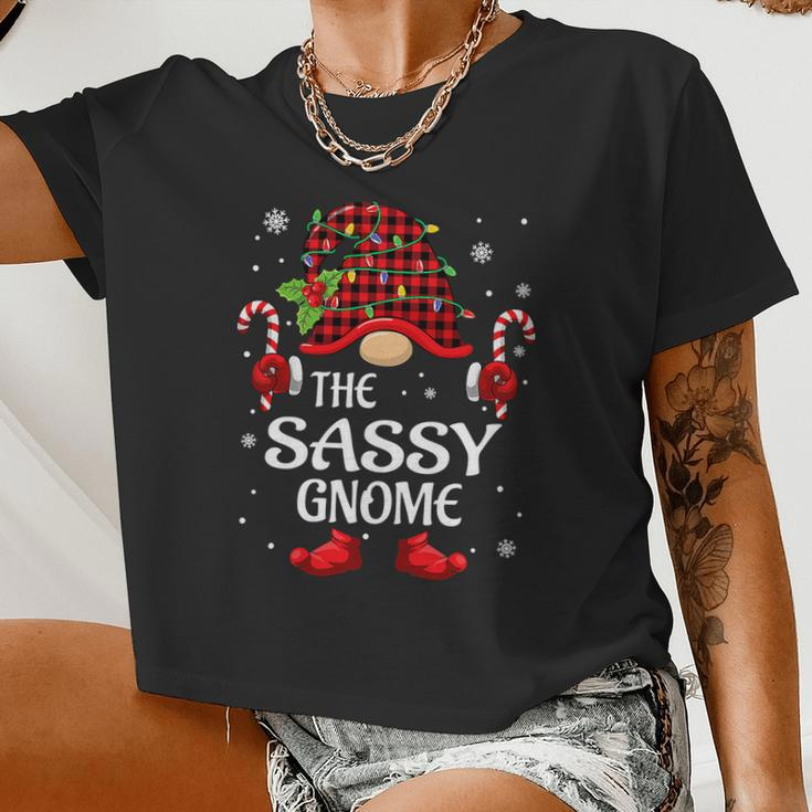 Sassy Gnome Family Christmas Pajama Sassy Gnome Tshirt Women Cropped T-shirt