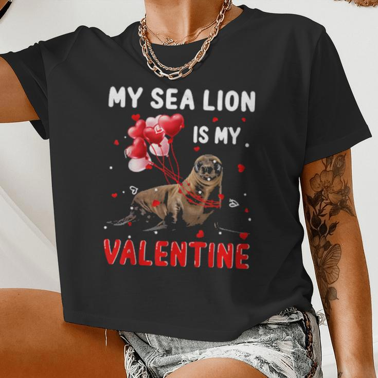 My Sea Lion Is My Valentine Apparel Animals Lover Women Women Cropped T-shirt