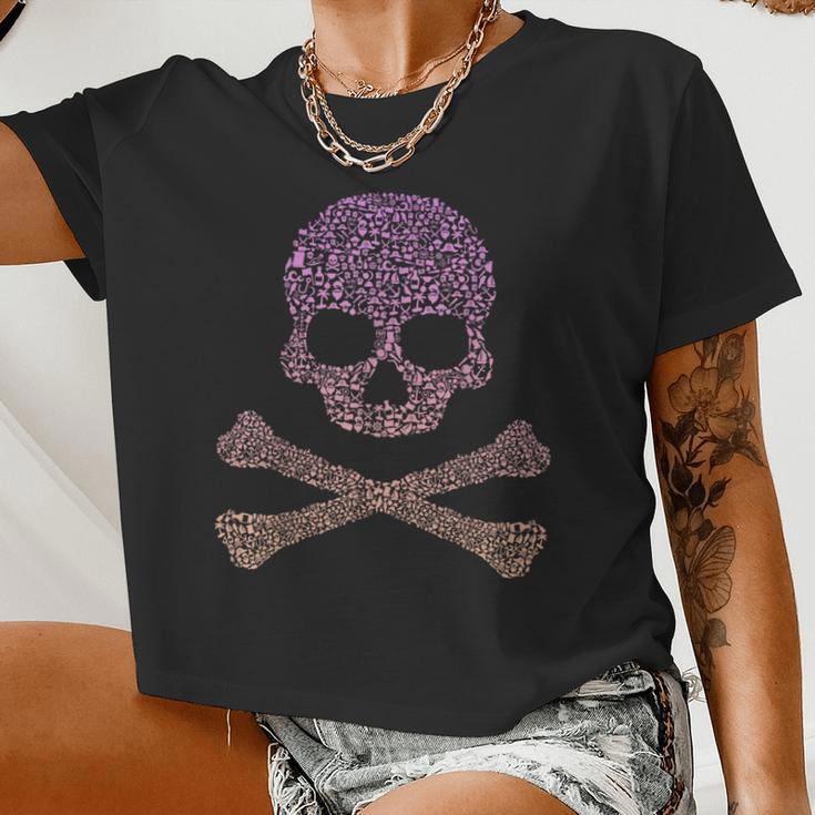 Silhouette Icon Pirate Skull & Crossbones Girls Pirate Women Cropped T-shirt