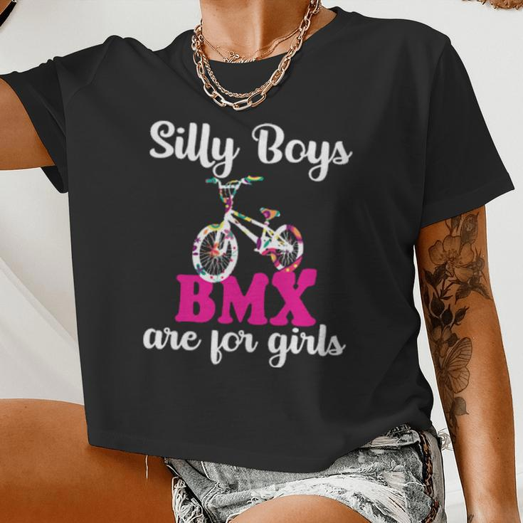 Silly Boys Bmx Are For Girls Bike Racing Girl Women Cropped T-shirt