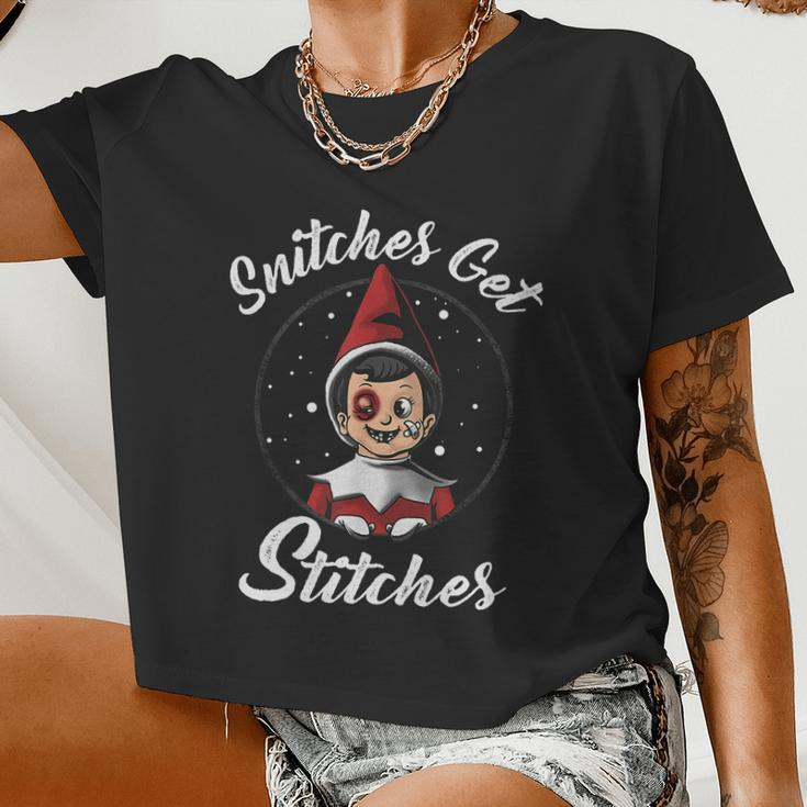 Snitches Get Stitches The Elf Xmas Christmas V2 Women Cropped T-shirt