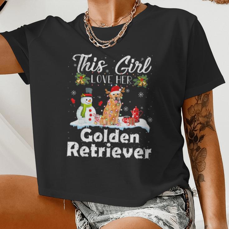 Snow Xmas This Girl Love Her Golden Retriever Women Cropped T-shirt