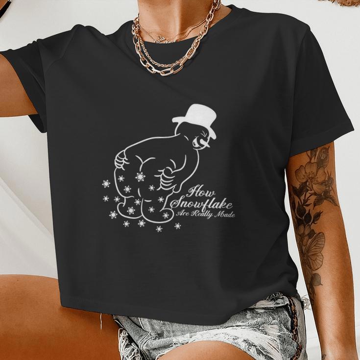 How Snowflakes Are Really Made Snowman Shirt Christmas V2 Women Cropped T-shirt