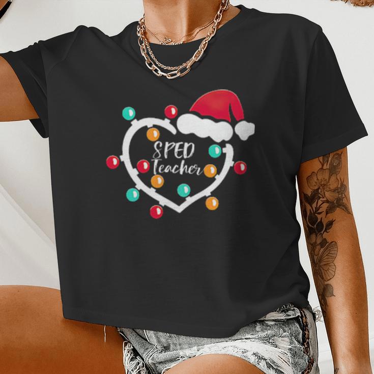 Sped Teacher Santa Heart Women Cropped T-shirt