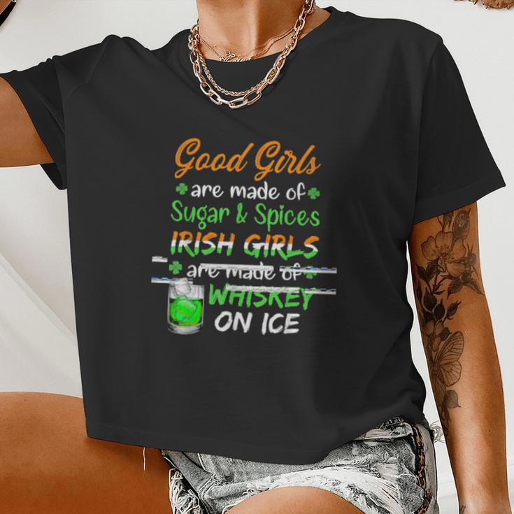 St Patrick's Day Irish Girls Whiskey On Ice Women Cropped T-shirt