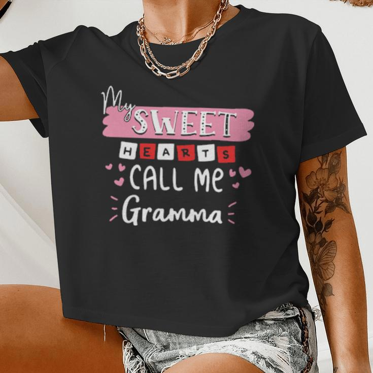 My Sweethearts Call Me Grandma Valentine Day Women Cropped T-shirt