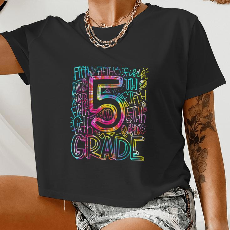 Tie Dye Fifth 5Th Grade Teacher Student Back To School Women Cropped T-shirt