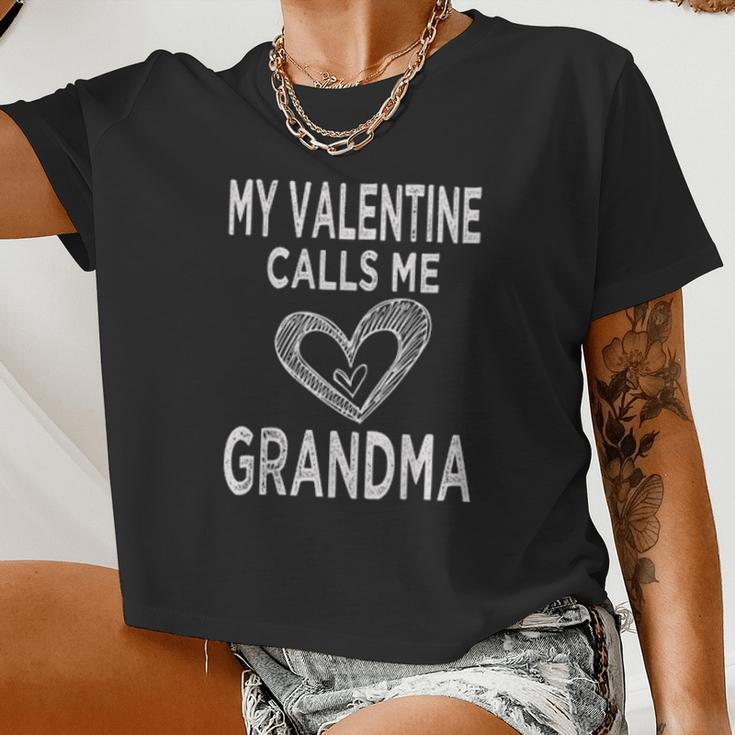 My Valentine Calls Me Grandma Women Cropped T-shirt