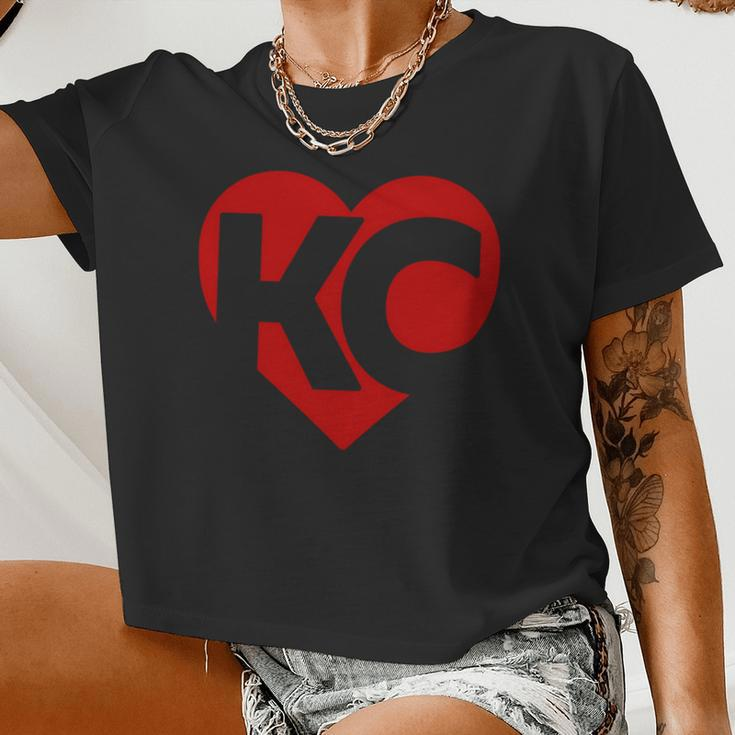 Valentines Day Kansas City Heart I Love Kc Women's Top Women Cropped T-shirt