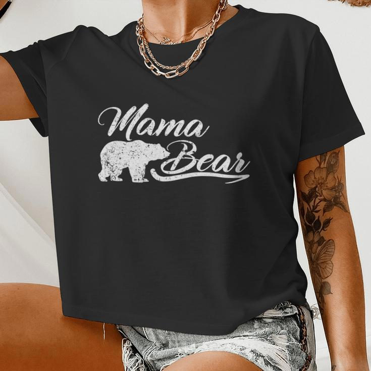 Vintage Mama Bear Retro Mother Logo Women Cropped T-shirt