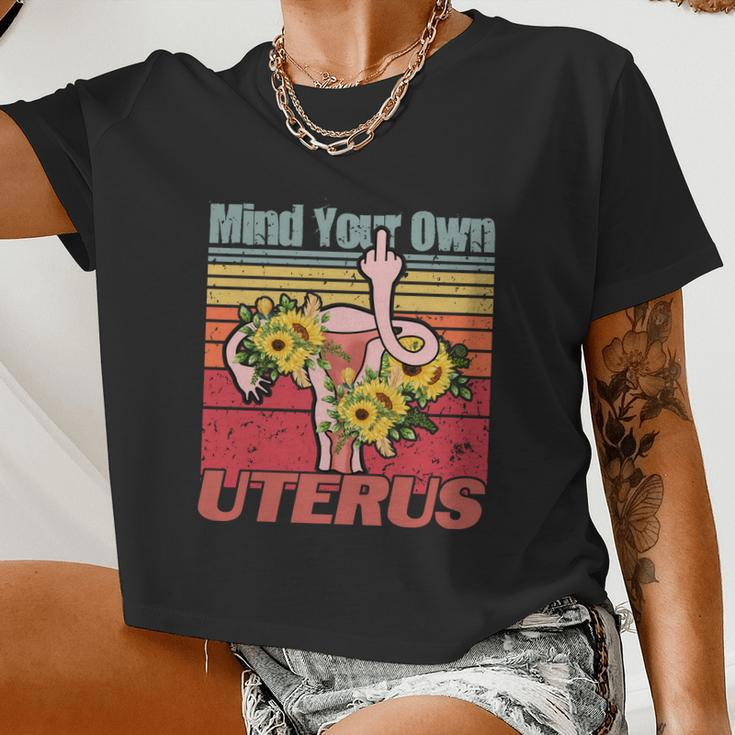 Vintage Mind You Own Uterus Floral Midle Finger 1973 Pro Roe Women Cropped T-shirt