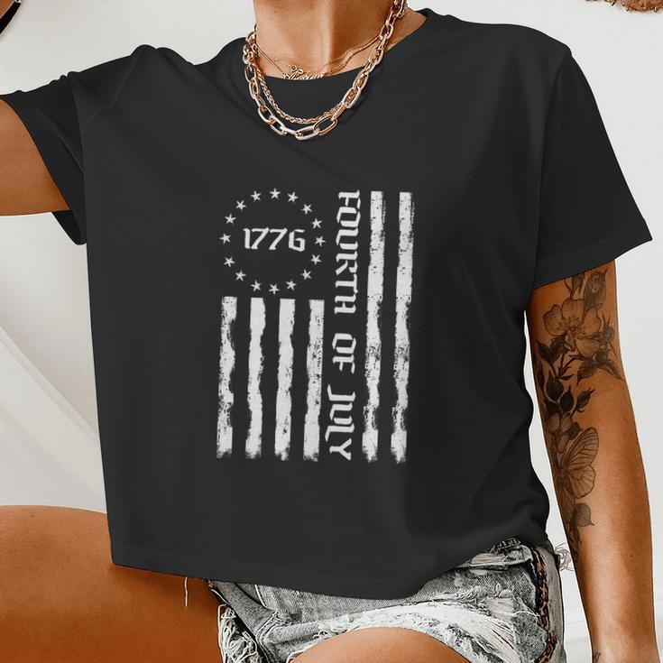 Vintage Patriotic Flag Fourth Of July 4Th Of July Women Cropped T-shirt