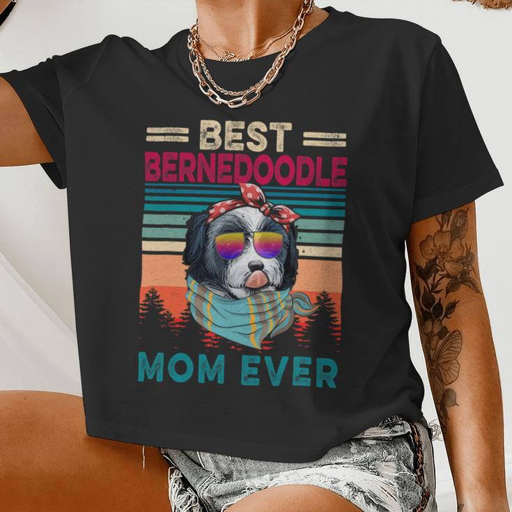 Vintage Retro Best Bernedoodle Mom Ever Cool Dog Mother Day Women Cropped T-shirt