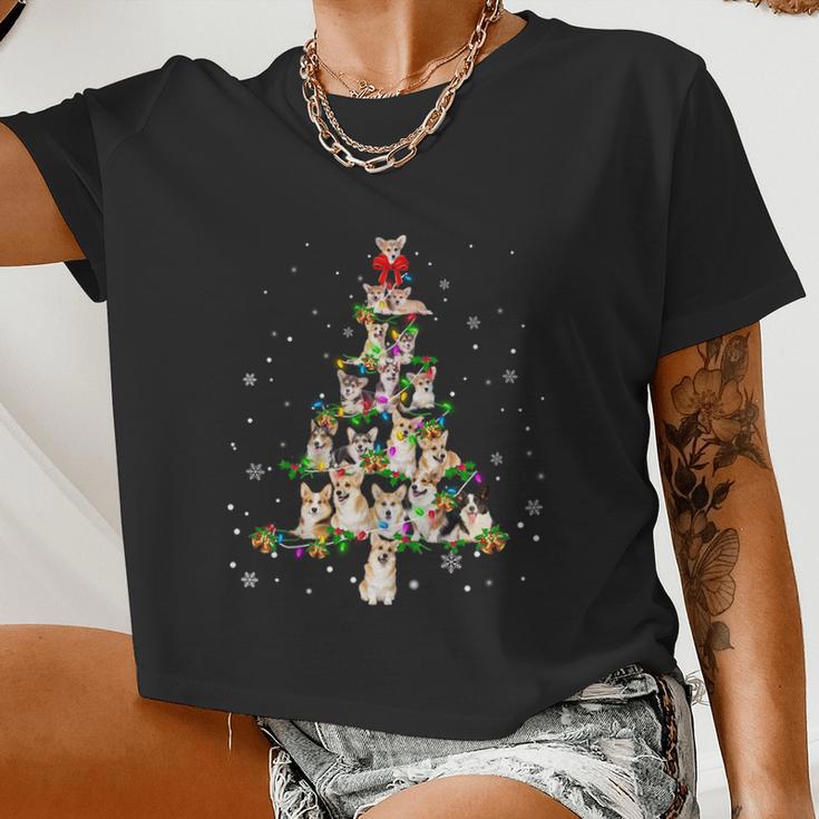 Welsh Corgi Christmas Tree Xgiftmas Cool Women Cropped T-shirt