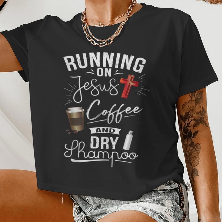 Women Running On Jesus Coffee And Women Cropped T-shirt