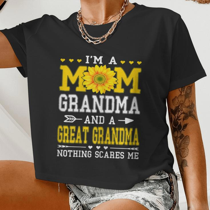 Womens I'm A Mom Grandma Great Grandma Mother's Day Sunflower Women Women Cropped T-shirt