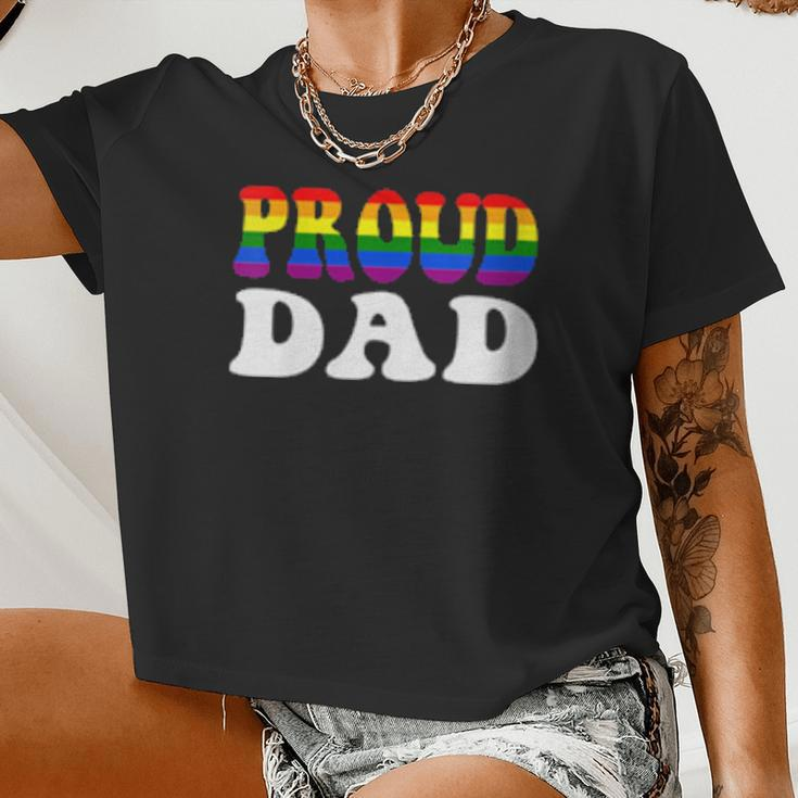 Womens Proud Dad Lgbt Rainbow Gay Pride Women Cropped T-shirt