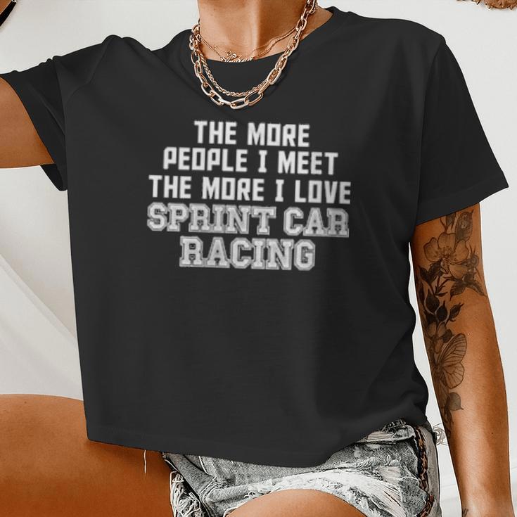 Ladies Racing Tees Womens Sprint Car Racing People Race Track Racer Women Cropped T-shirt ...