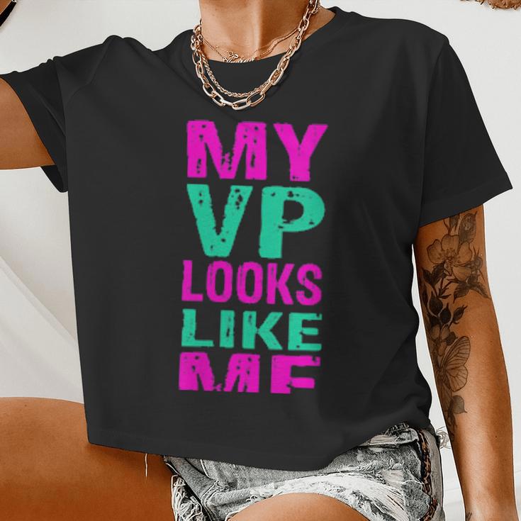 Womens My Vp Looks Like Me A Retro Vintage Madam Vice President Women Cropped T-shirt