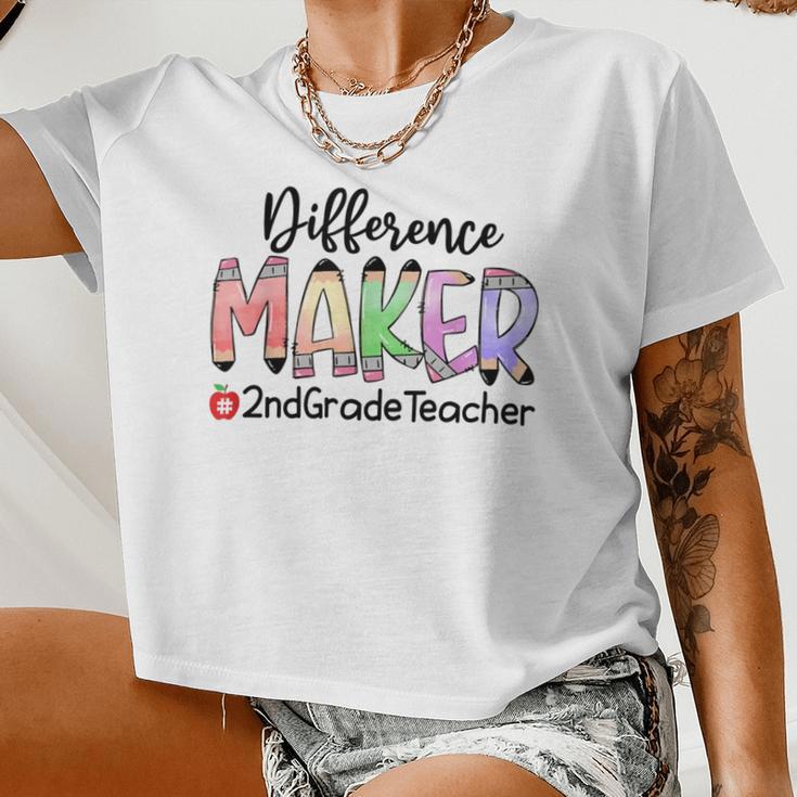 2Nd Grade Teacher Life Difference Maker Women Cropped T-shirt