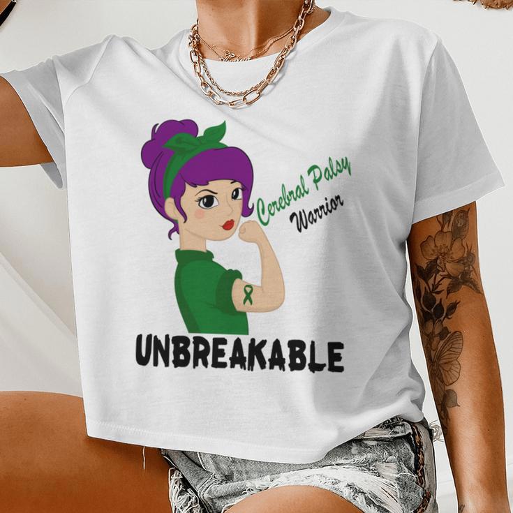 Cerebral Palsy Warrior Strong Women Green Ribbon Cerebral Palsy Cerebral Palsy Awareness Women Cropped T-shirt