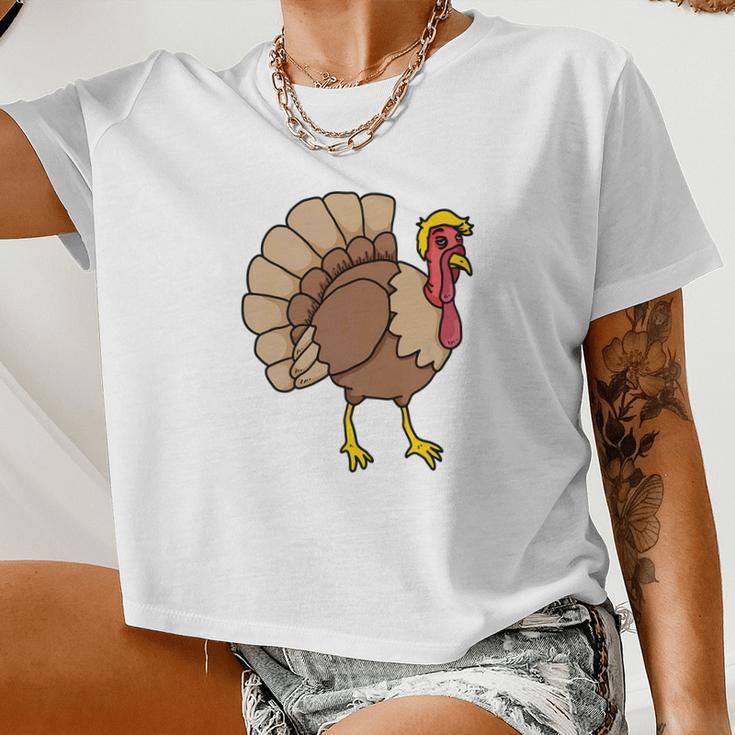 Trumpkey Thanksgiving Turkey Trump Men Women 2 Women Cropped T-shirt