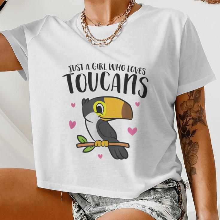 Just A Girl Who Loves Toucans Cute Birds Love Toucan Women Cropped T-shirt