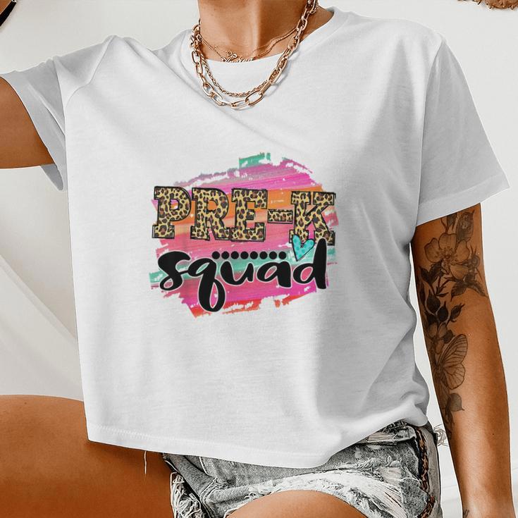 Prek Squad Leopard Back To School Women Cropped T-shirt