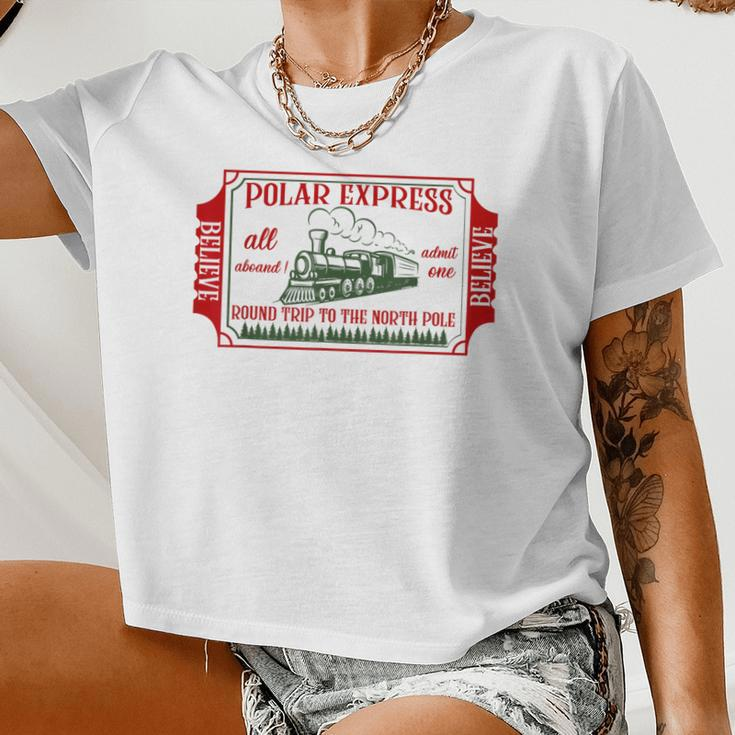 Retro Christmas North Pole Polar Express All Abroad Family Women Cropped T-shirt