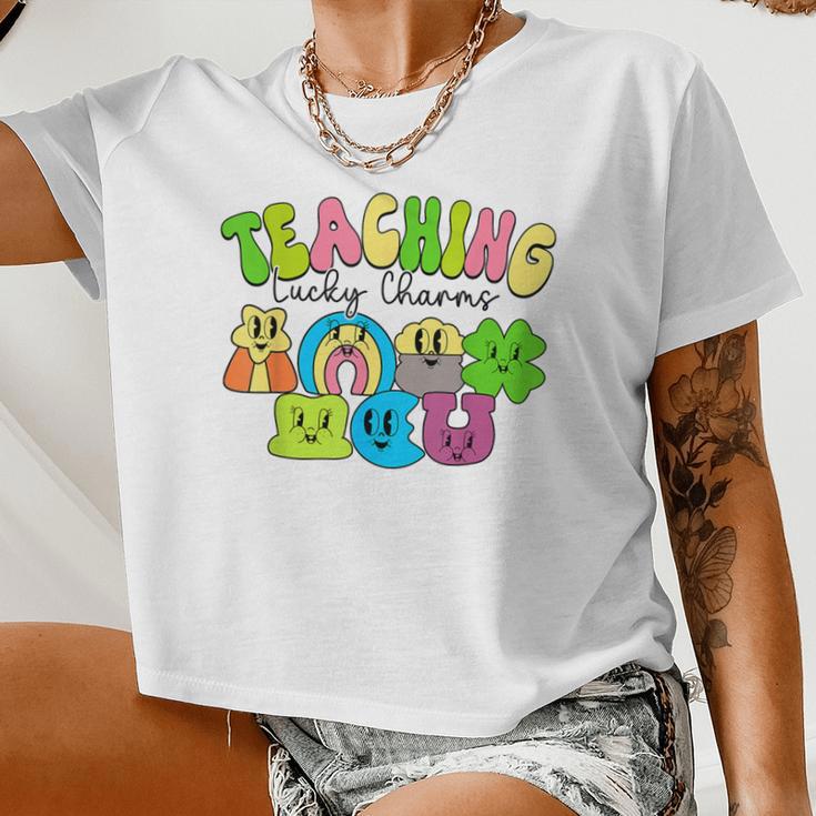 Teaching Lucky Charms Happy St Patrick's Day Irish Teacher Women Cropped T-shirt