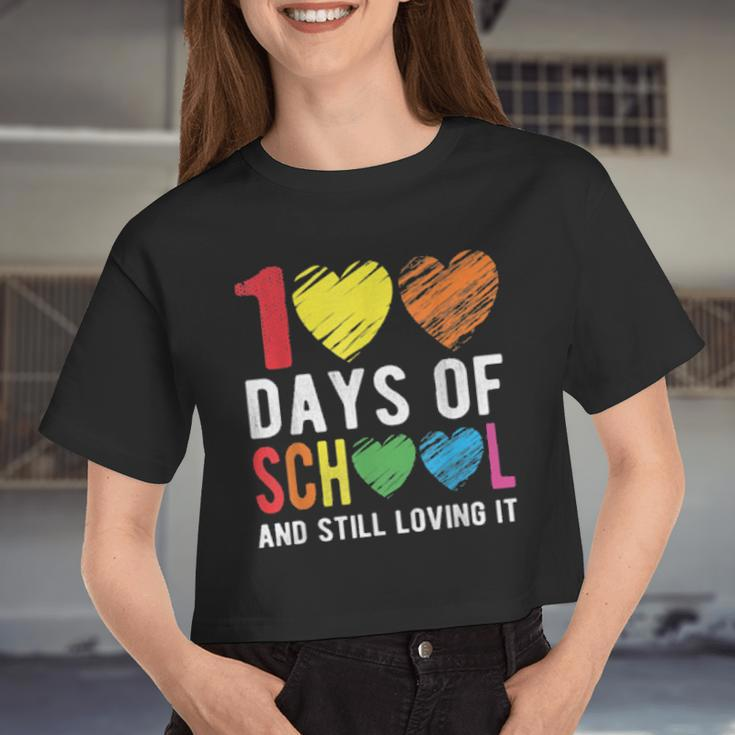100 Days Of School And Still Loving It For Teacher Student Women Cropped T-shirt