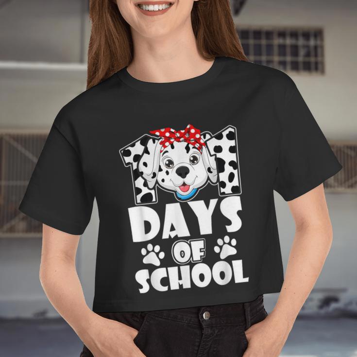 101 Days Of School Dalmatian Dog 100 Days Smarter Teachers Women Cropped T-shirt