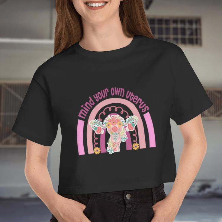 1973 Pro Roe Rainbow Mind You Own Uterus Women's Rights Women Cropped T-shirt