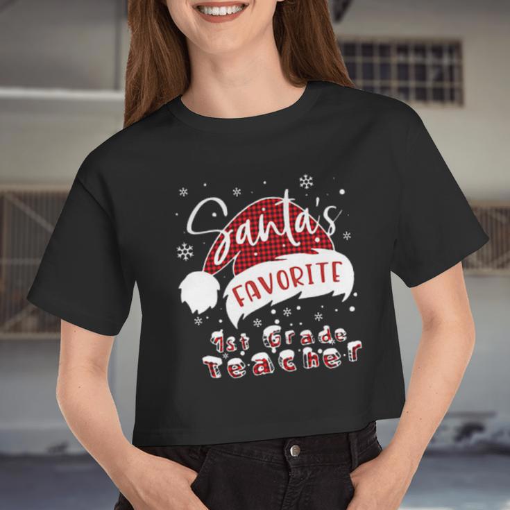 1St Grade Teacher Santa Favorite Women Cropped T-shirt