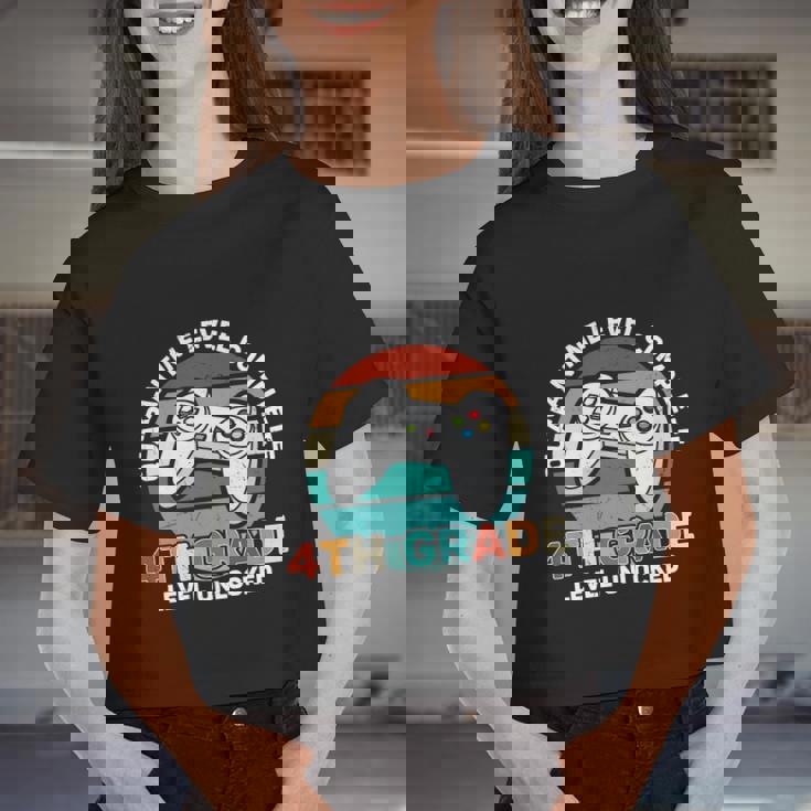 4Th Grade Level Unlocked First Day Of School Back To School Women Cropped T-shirt